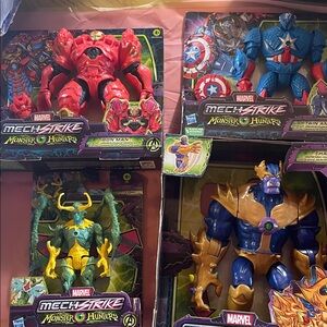 Marvel Mech Strike Monster Hunters Figures - Red, Blue, Gold